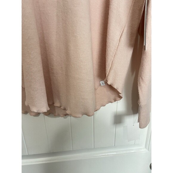 Soybu Light Pink Mock Neck Waffle Long Sleeve Top Coquette Dollete Feminine - Picture 2 of 5